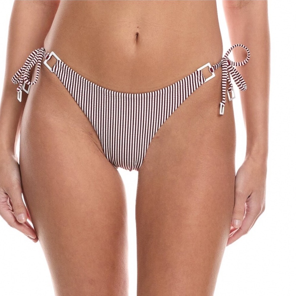 Onia coastal prep red white seersucker bikini bottoms resortwear beachcore - Picture 13 of 13